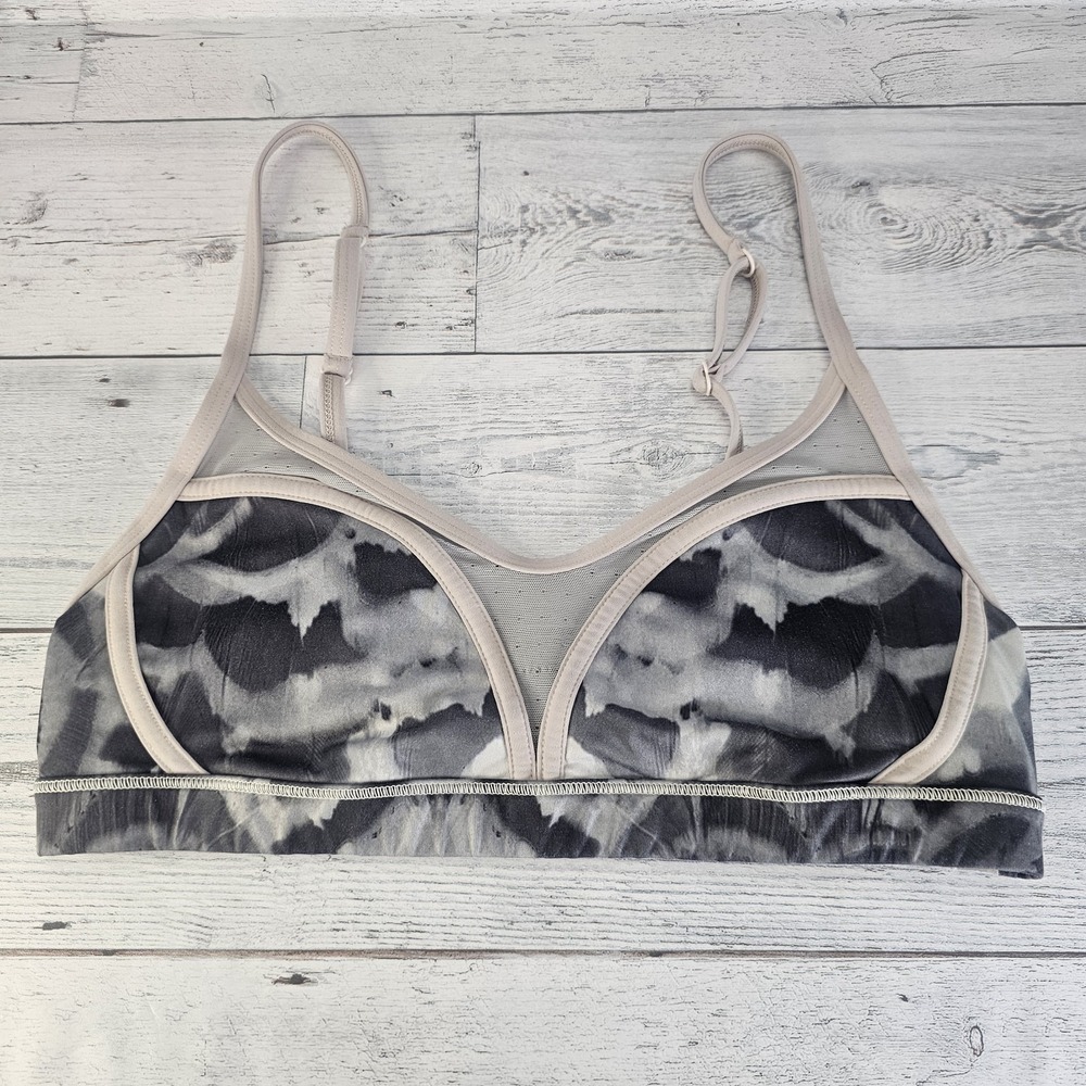 Lululemon‎ Mesh Window Sports Bra Womens 6 Gray Tie Dye Cloudy Exercise Gym Yoga